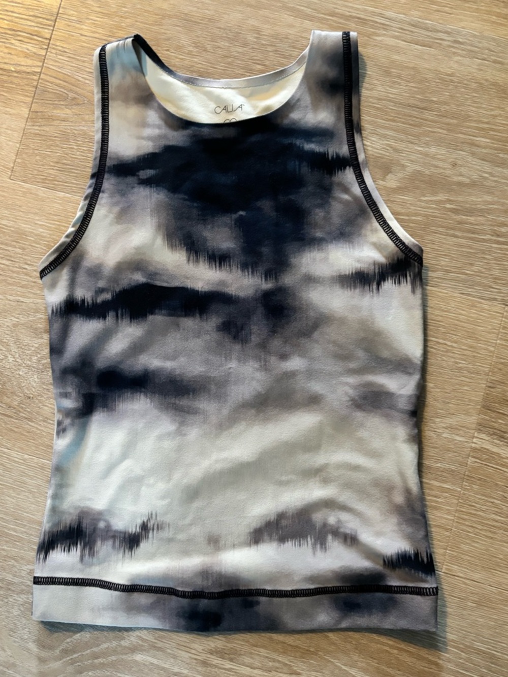 CALIA by Carrie Underwood Black & Cream Tie-Dye Ribbed Athletic Tank